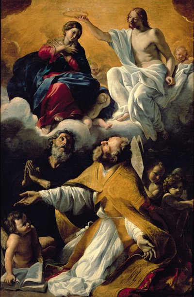 The Coronation of the Virgin with SS. William of Aquitaine and Augustine by Giovanni Lanfranco